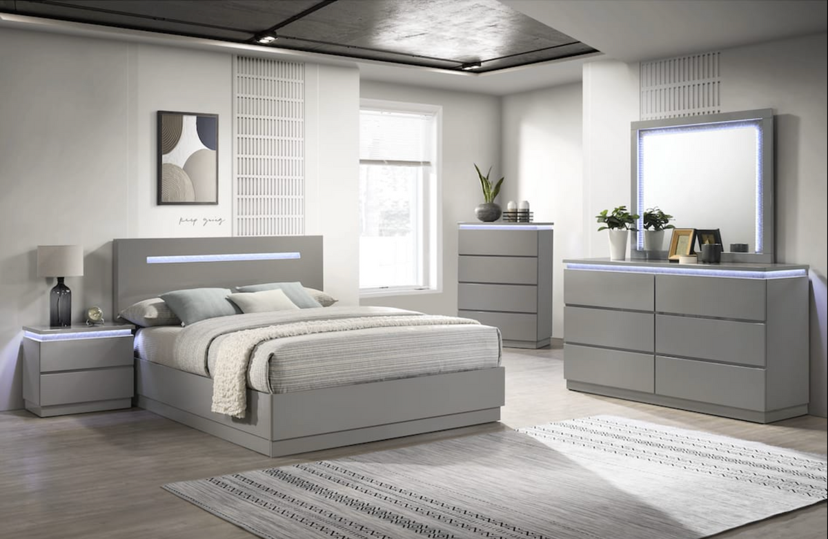 Modern Design Grey Finish Bedroom Set - 2400 – Furniture Giant