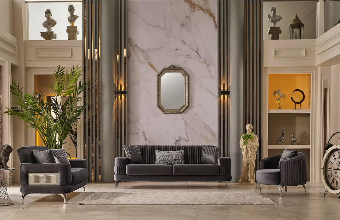 Aspina Velvet Luxury Sofa Set