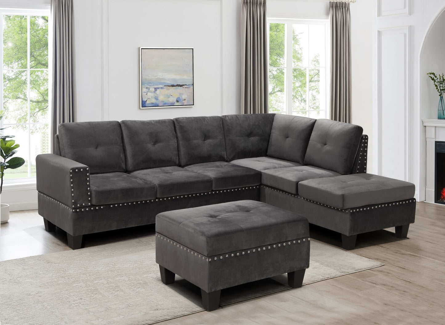 Sectional Sofa with Storage Ottoman - 9936