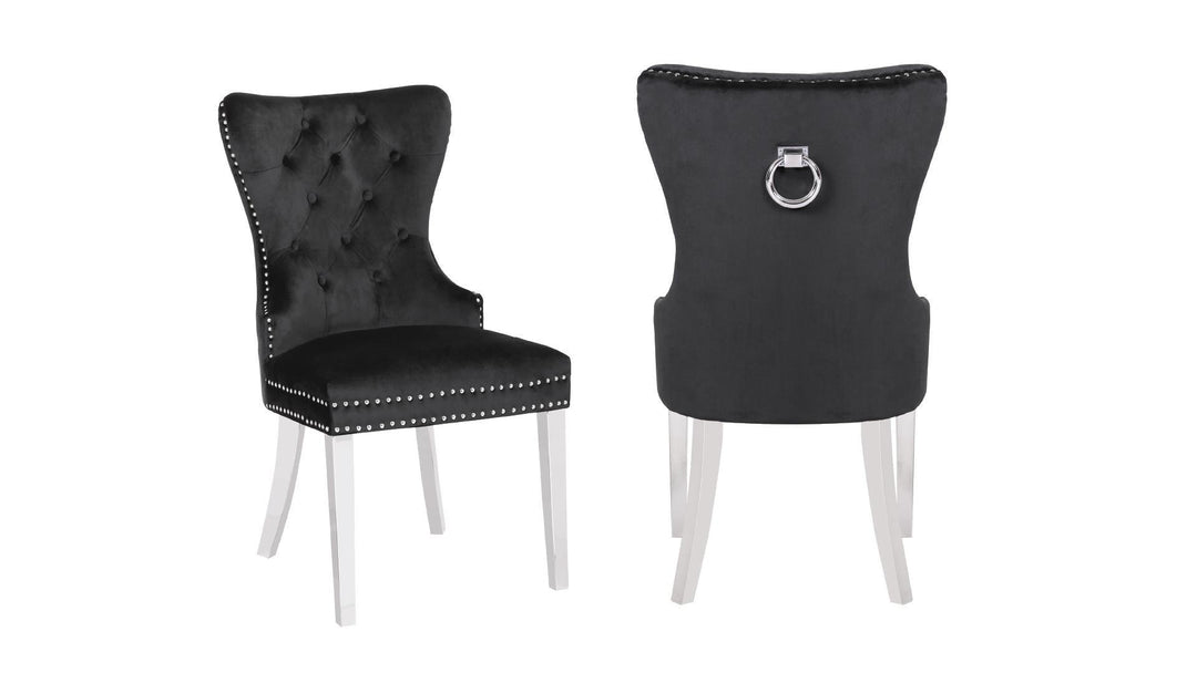 ERICA FABRIC CHAIRS WITH SILVER LEGS - Furniture Empire