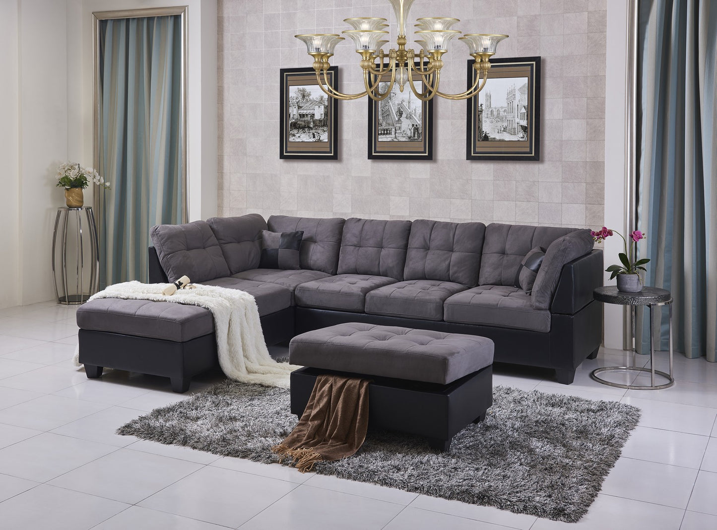 Eva- Sectional sofa with Storage Ottoman