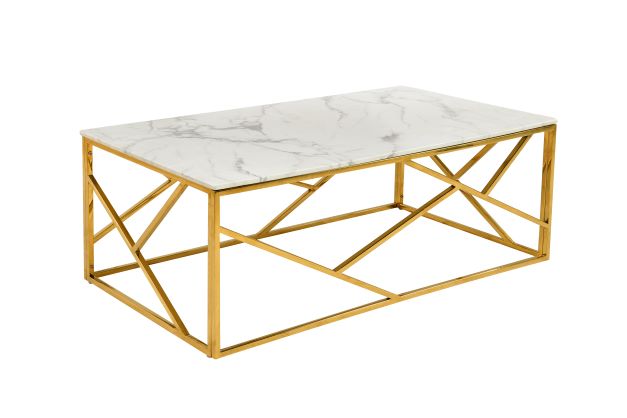 MARBLE TOP GOLD BASE - COFFEE TABLE - 0010