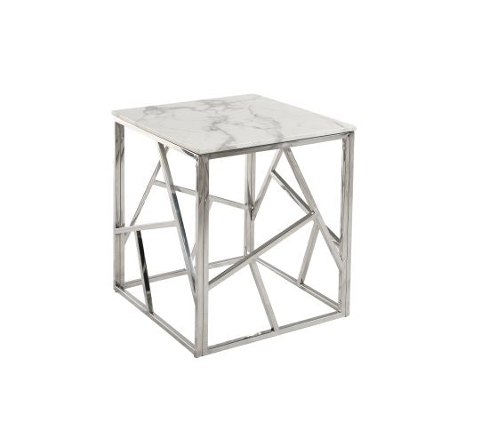 MARBLE TOP GOLD BASE - END TABLE- 0010