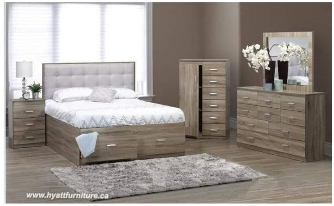 Modern Rustic Bedroom Set with Built-in Storage - NB175