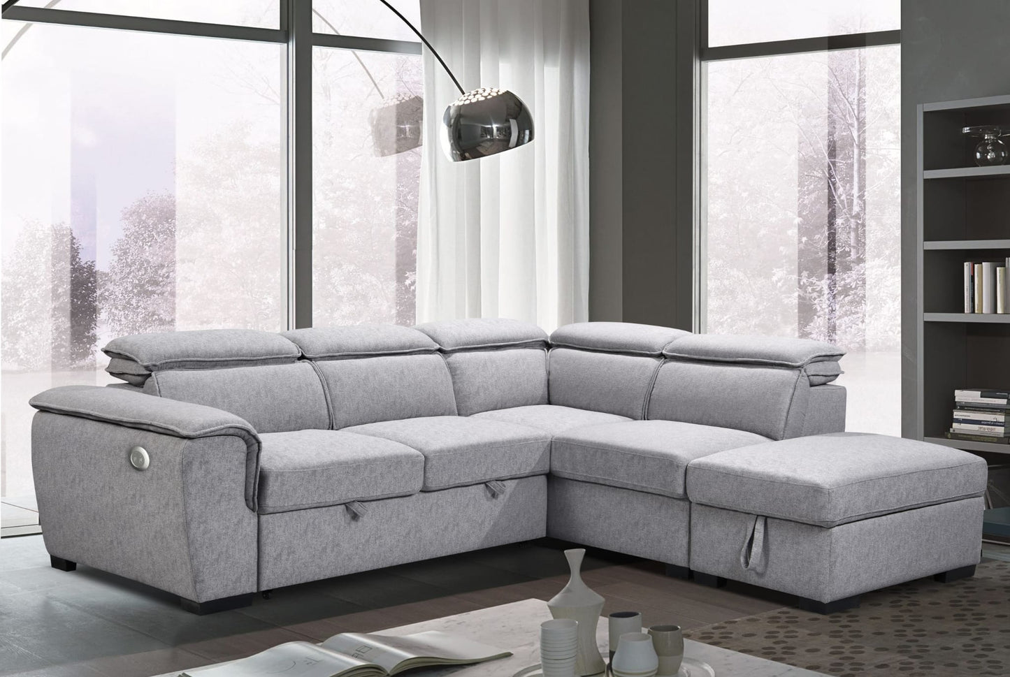 Sectional Sofa Bed With Adjustable Headrest