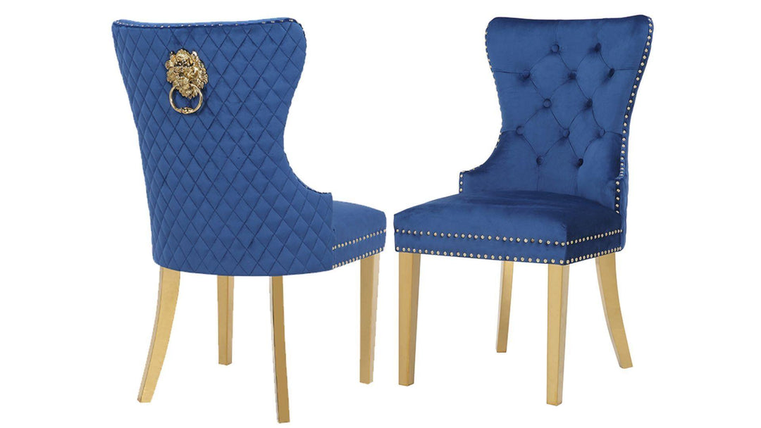 SIMBA FABRIC CHAIRS WITH GOLD LEGS - Furniture Empire