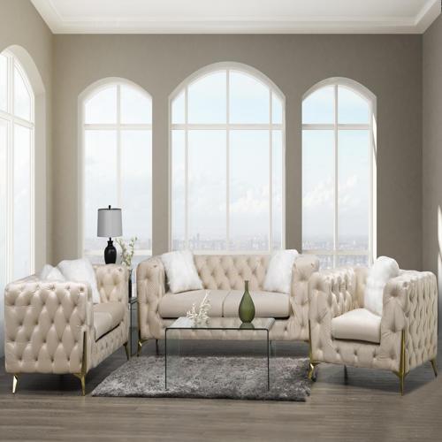 Modern Style Tufted 3 pcs Sofa Set